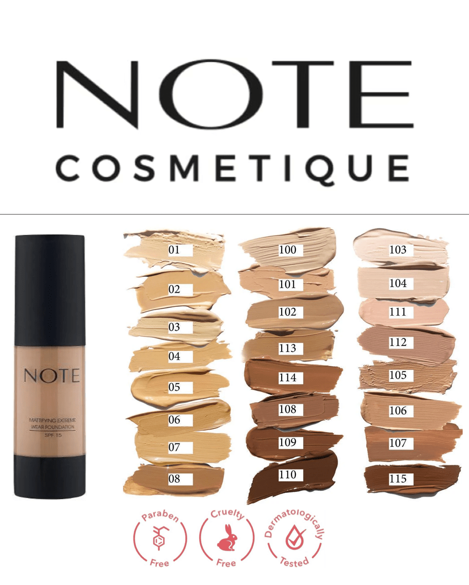 NOTE COSMETICS Mattifying Extreme Wear Foundation SPF 15 - Ebony (115)