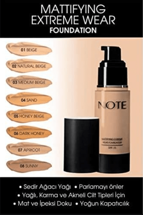 NOTE COSMETICS Mattifying Extreme Wear Foundation SPF 15 - Sand 04