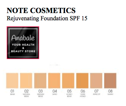 NOTE COSMETICS Rejuvenating Foundation SPF 15 - Dark Honey 06