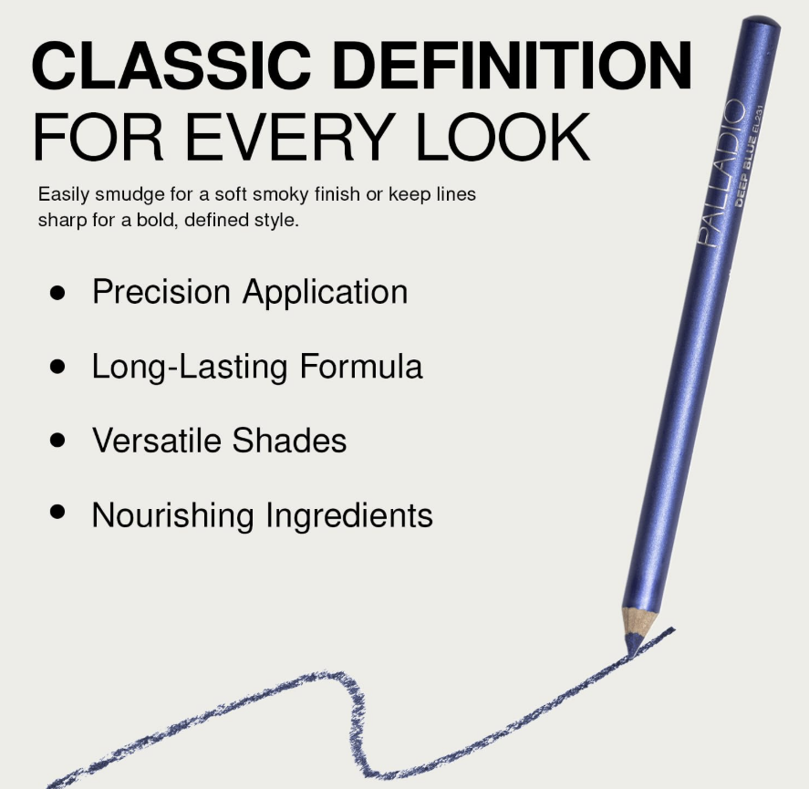 Palladio Beauty Wooden Eye Liner Pencil - Deep Blue