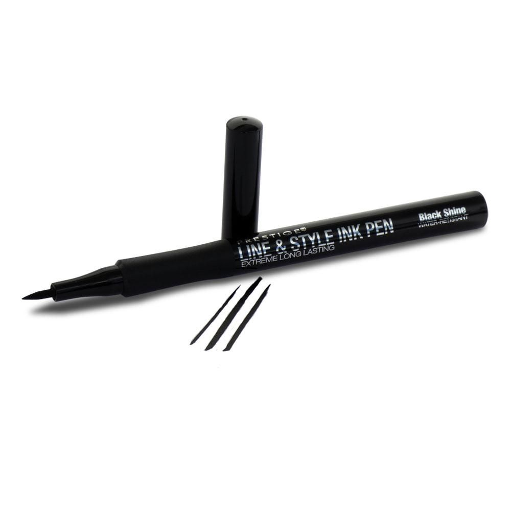 PRESTIGE COSMETICS Line and Style Ink Pen, Black Shine (BIP-01)