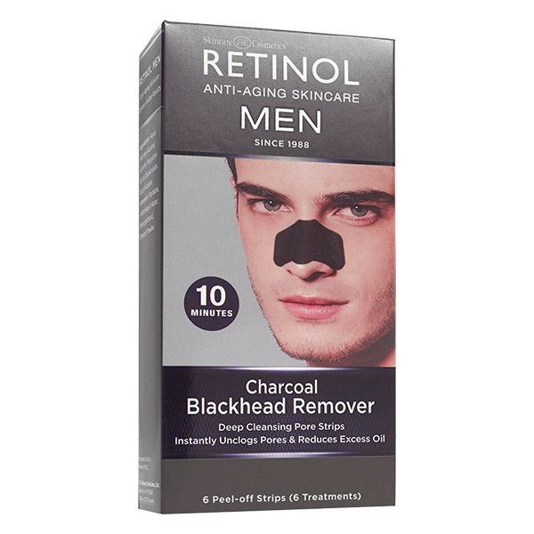 RETINOL Charcoal Blackhead Remover - for Men (6 strips) 