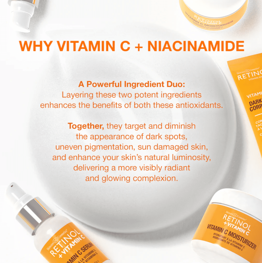 RETINOL Vitamin C Dark Spot Corrector with Vitamins A + C + B3 Niacinamide RETINOL Vitamin C Dark Spot Corrector with Vitamins A + C + B3 Niacinamide