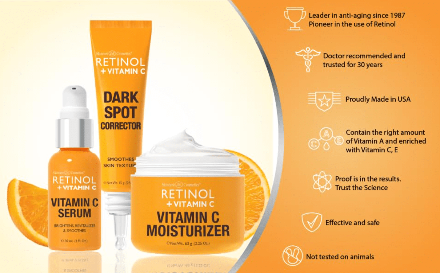RETINOL Vitamin C Dark Spot Corrector with Vitamins A + C + B3 Niacinamide RETINOL Vitamin C Dark Spot Corrector with Vitamins A + C + B3 Niacinamide