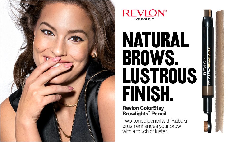Revlon Colorstay Browlights Pencil, Eyebrow Pencil & Brow Highlighter, Soft Black (404)