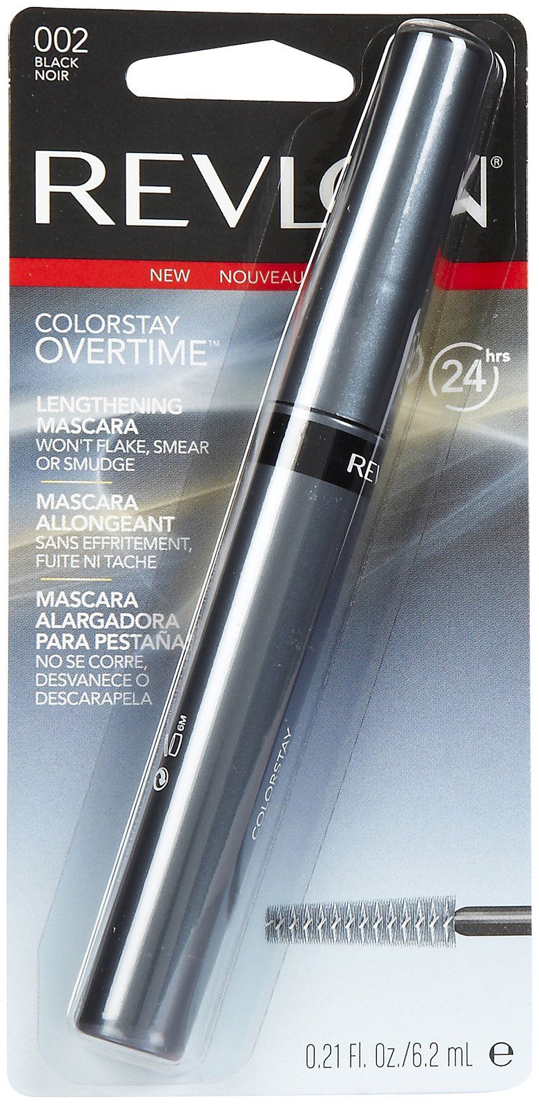 Revlon ColorStay Overtime 24 hrs Lengthening Mascara, 002 Black