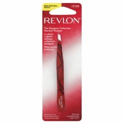 REVLON The Designed Collection Slanted Tweezer Stainless Steel 15104, Lifetime Guarantee