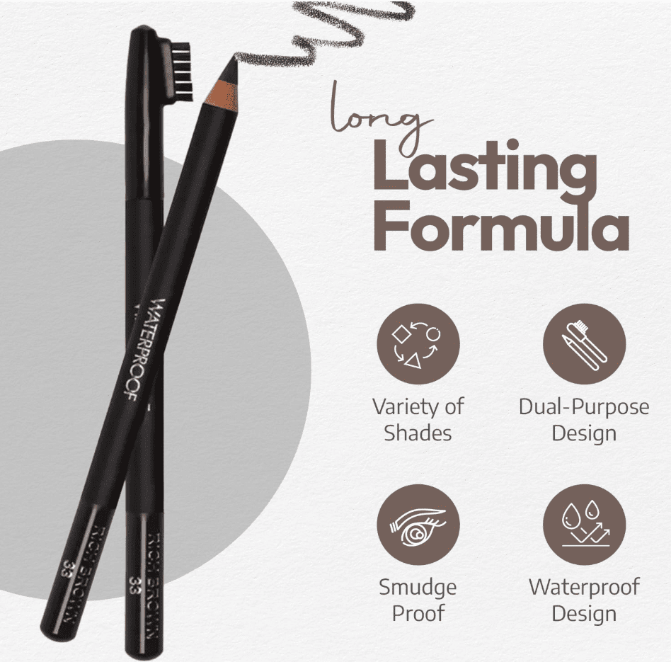 Sorme Waterproof Eyebrow Pencil With Brush - Rich Brown (33)