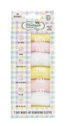 The Vintage Cosmetic Company 7 Day Reusable Make-Up Removing Cloths White, Pink, Yellow