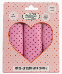 The Vintage Cosmetic Company - Heart Print Reusable Make-up Removing Cloths (3 Pack)