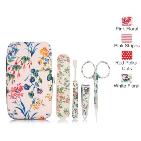 The Vintage Cosmetic Company Manicure Purse Pink Floral Satin