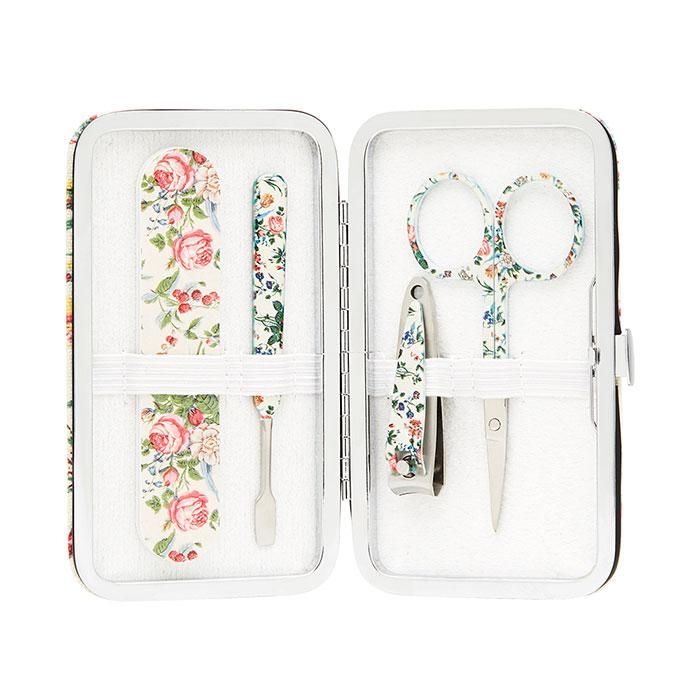 The Vintage Cosmetic Company Manicure Purse Pink Floral Satin