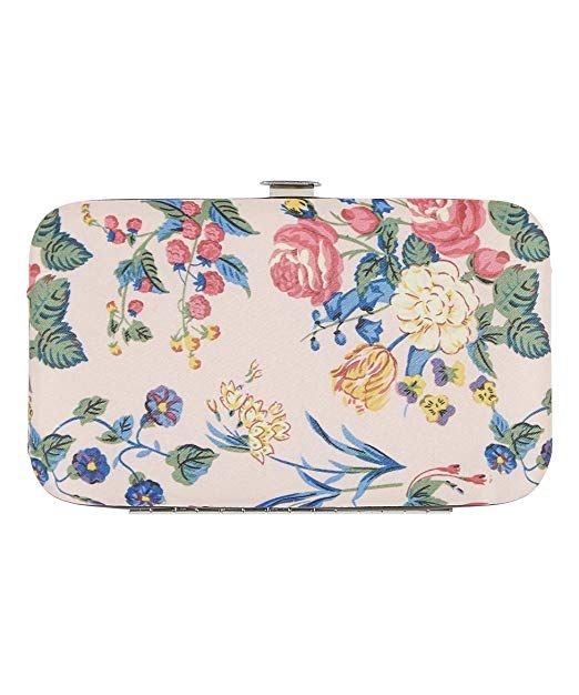 The Vintage Cosmetic Company Manicure Purse Pink Floral Satin