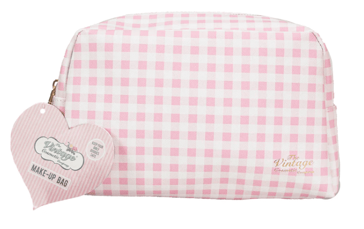 The Vintage Cosmetic Company Pink Gingham Make-Up Bag