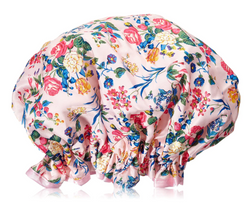 The Vintage Cosmetic Company Shower Cap Pink Floral Satin