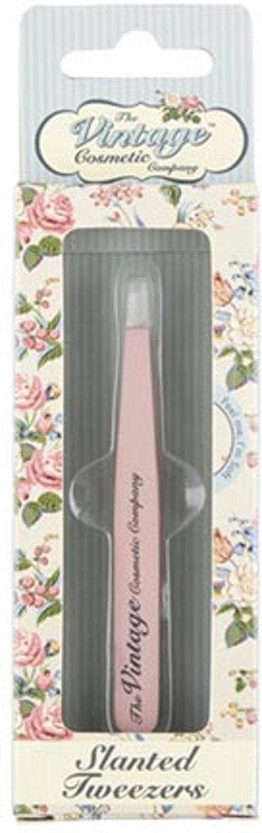 The Vintage Cosmetic Company Slanted Tweezers Soft Touch - Pink
