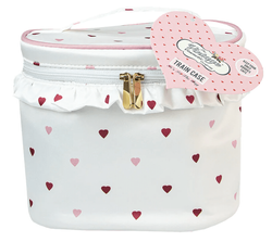 The Vintage Cosmetic Company Soft Train / Travel Case in Pink Hearts