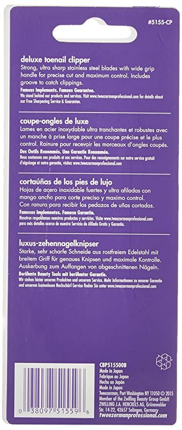 Tweezerman Deluxe Toenail Clipper Grooved To Catch Clippings (5155-CP)