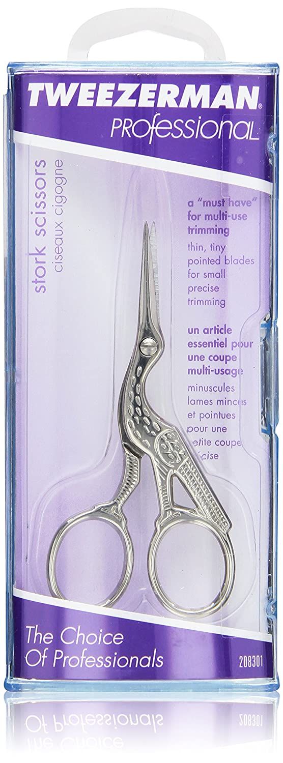 Tweezerman Stork Scissors Used for Trimming Brows and Facial Hair (3042-P)