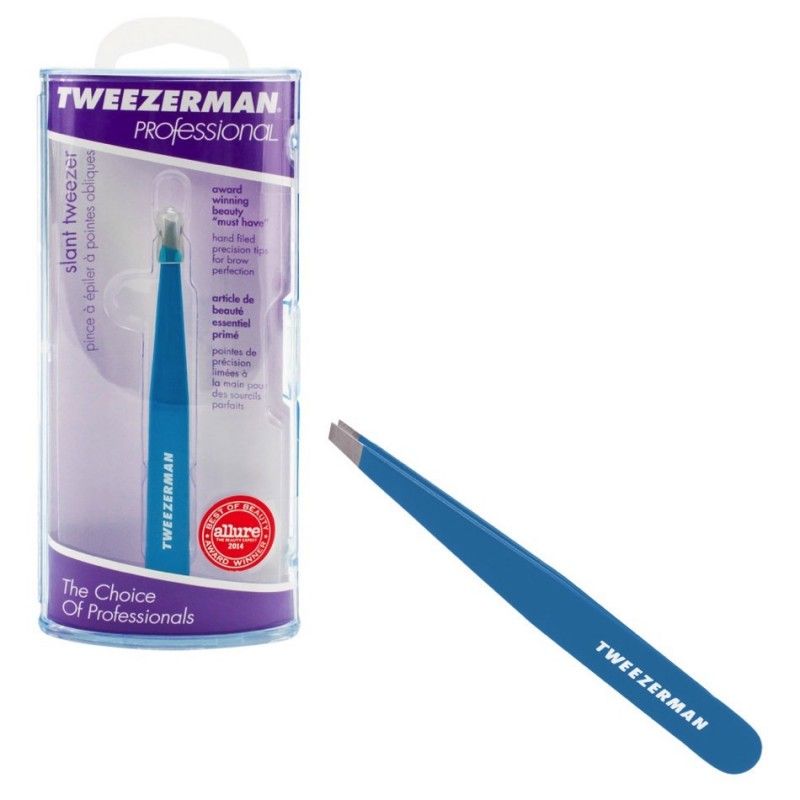 Tweezerman Stainless Steel Slant Tweezer (Bahama Blue)