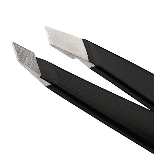 Tweezerman Stainless Steel Slant Tweezer (Black)