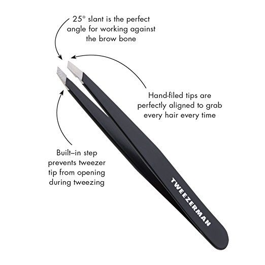 Tweezerman Stainless Steel Slant Tweezer (Black)