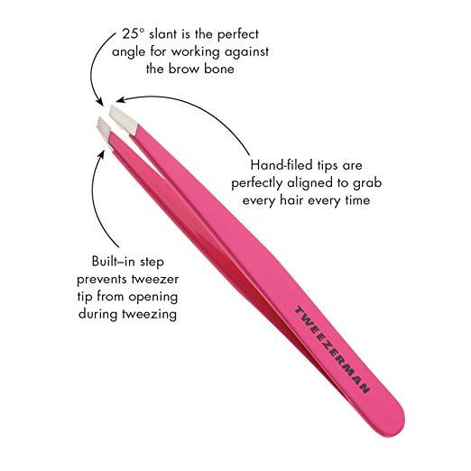 Tweezerman Stainless Steel Slant Tweezer (Pink)