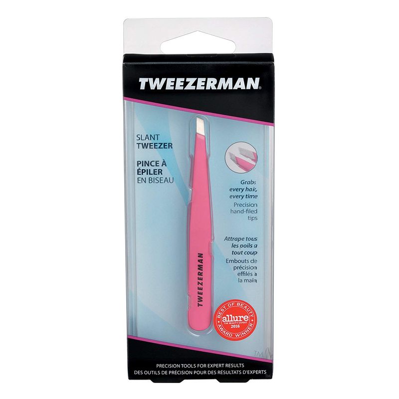 Tweezerman Stainless Steel Slant Tweezer (Pink)