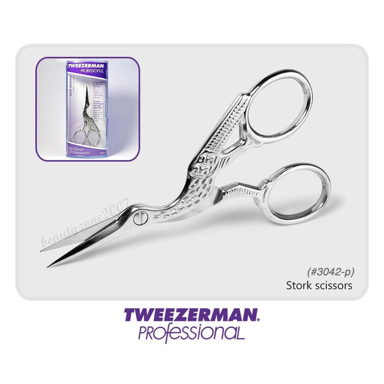 Tweezerman Stork Scissors Used for Trimming Brows and Facial Hair (3042-P)