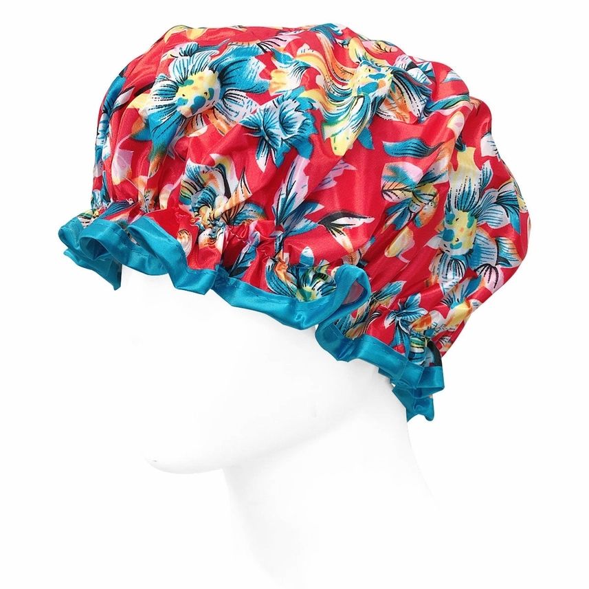 Wrapables Stylish Double Layer Waterproof Shower Caps (Set of 4) Retro Floral
