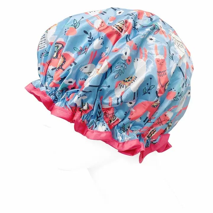 Wrapables Reusable Women's Waterproof Shower Caps, Llamas