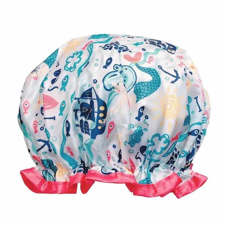 Wrapables Reusable Women's Waterproof Shower Caps, Under the Sea