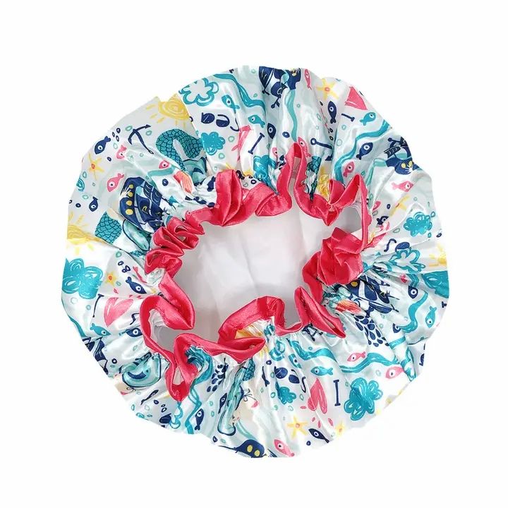 Wrapables Reusable Women's Waterproof Shower Caps, Under the Sea