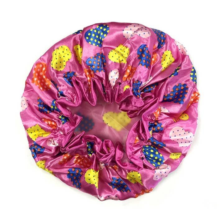 Wrapables Trendy Satin Shower Cap, Dottie Hearts