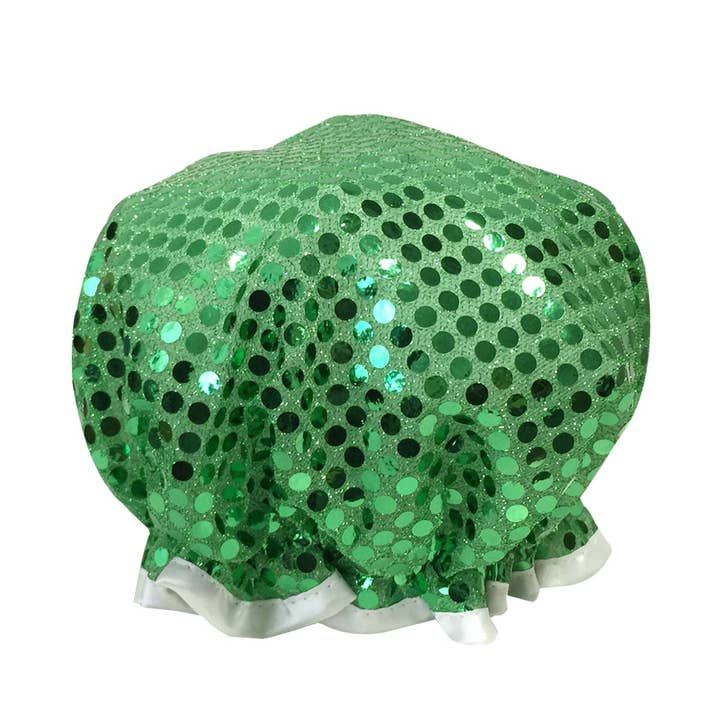 Wrapables Trendy Satin Shower Cap, Green Glitter Wrapables Trendy Satin Shower Cap, Green Glitter