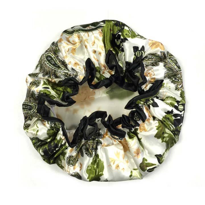 Wrapables Trendy Satin Shower Cap, Paisley Foliage