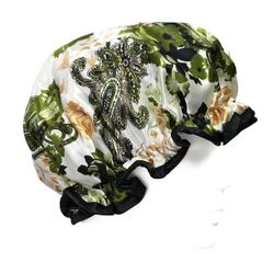 Wrapables Trendy Satin Shower Cap, Paisley Foliage