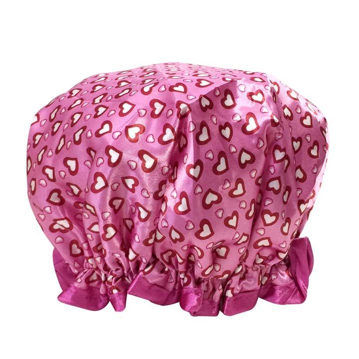 Wrapables Trendy Satin Shower Cap, Petite Hearts
