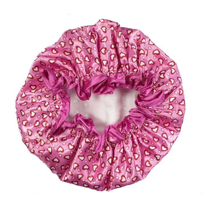 Wrapables Trendy Satin Shower Cap, Petite Hearts