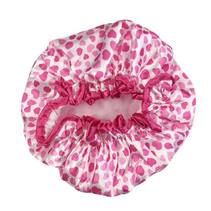 Wrapables Trendy Satin Shower Cap, Pink Sweet Hearts Wrapables Trendy Satin Shower Cap, Pink Sweet Hearts