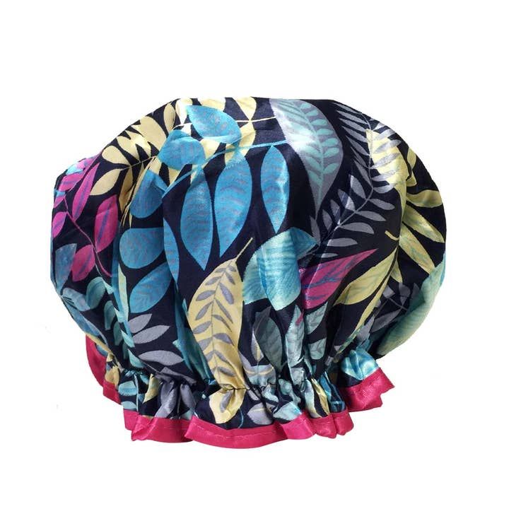 Wrapables Trendy Satin Shower Cap, Twilight Leaves Wrapables Trendy Satin Shower Cap, Twilight Leaves