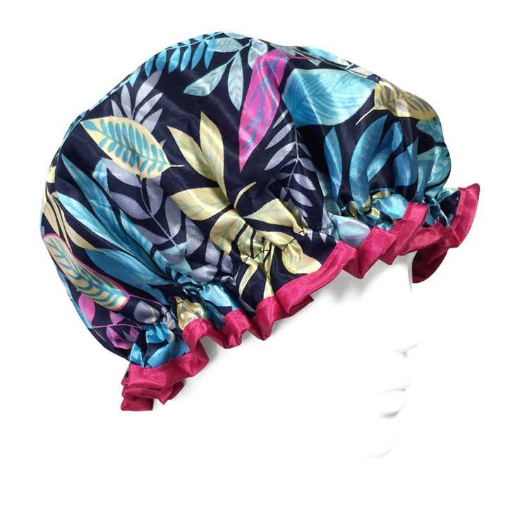 Wrapables Trendy Satin Shower Cap, Twilight Leaves Wrapables Trendy Satin Shower Cap, Twilight Leaves