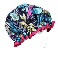 Wrapables Trendy Satin Shower Cap, Twilight Leaves