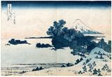 36 Views of Mt Fuji #13 Seven Miles Beach by Hokusai Blue Outline