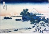 36 Views of Mt Fuji #13 Seven Miles Beach by Hokusai Blue Outline