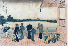 36 Views of Mt Fuji # 23 Sazai Hall by Hokusai Black Outline