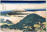36 Views of Mt Fuji #6 Cushion Pine by Hokusai Blue Outline