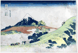 36 Views of Mt Fuji # 9 Inume Pass by Hokusai Blue Outline