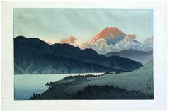 A Nocturnal Fuji, Lake Ashino by Kawase Hasui 1st Ed.