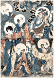 A Theatrical Parody of the Sixteen Arhats by Utagawa Kuniyoshi